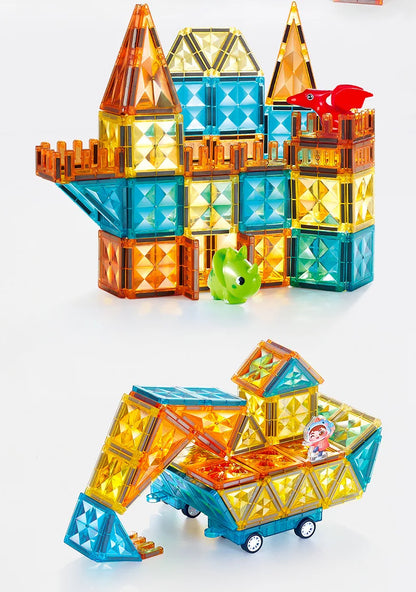 Lichtgevende magnetische bouwblokken met baan voor kinderen