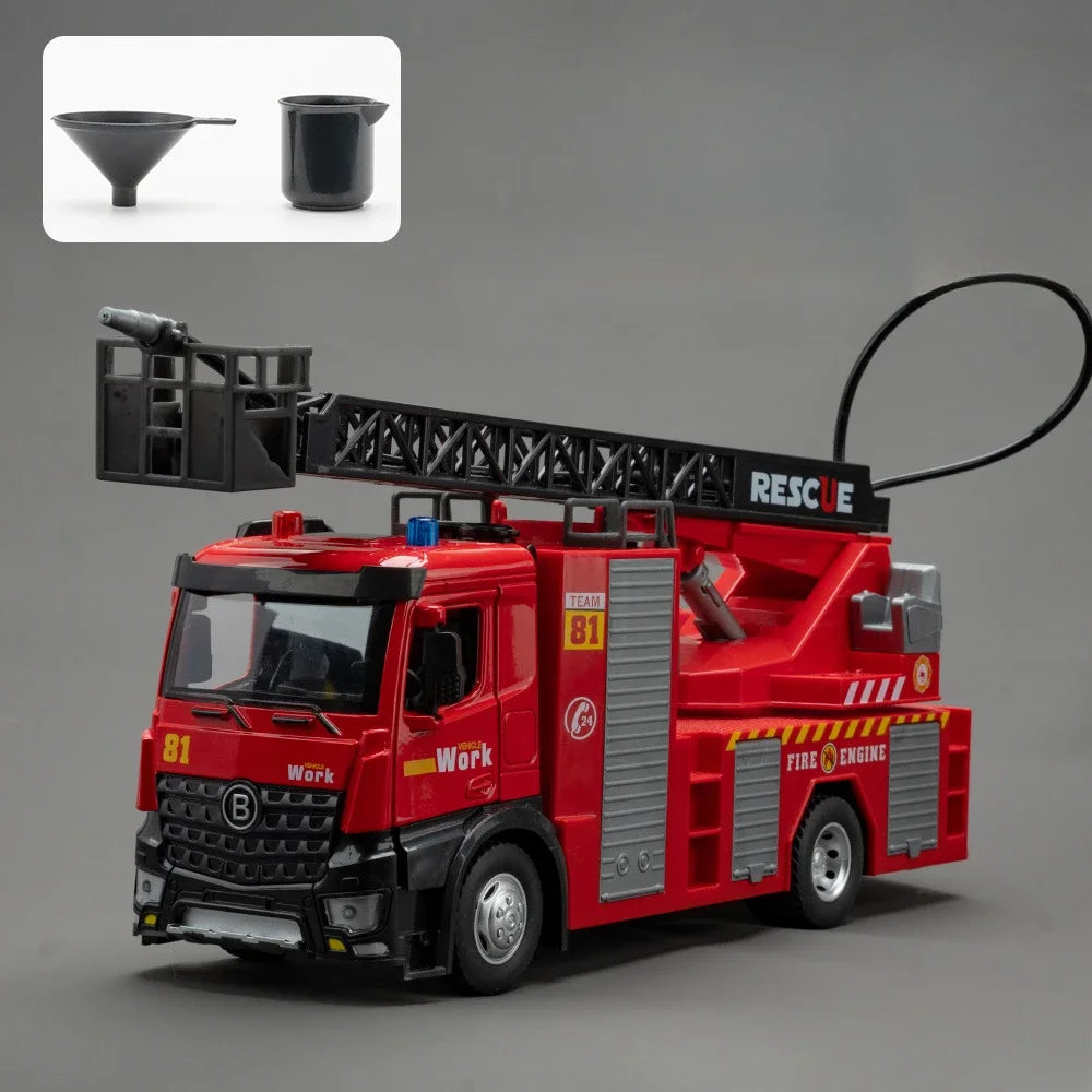 Schaalmodel Brandweerwagen van Metaal met Licht, Geluid en Openende Deuren