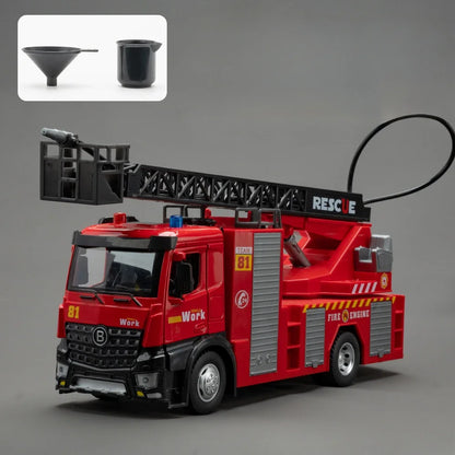 Schaalmodel Brandweerwagen van Metaal met Licht, Geluid en Openende Deuren