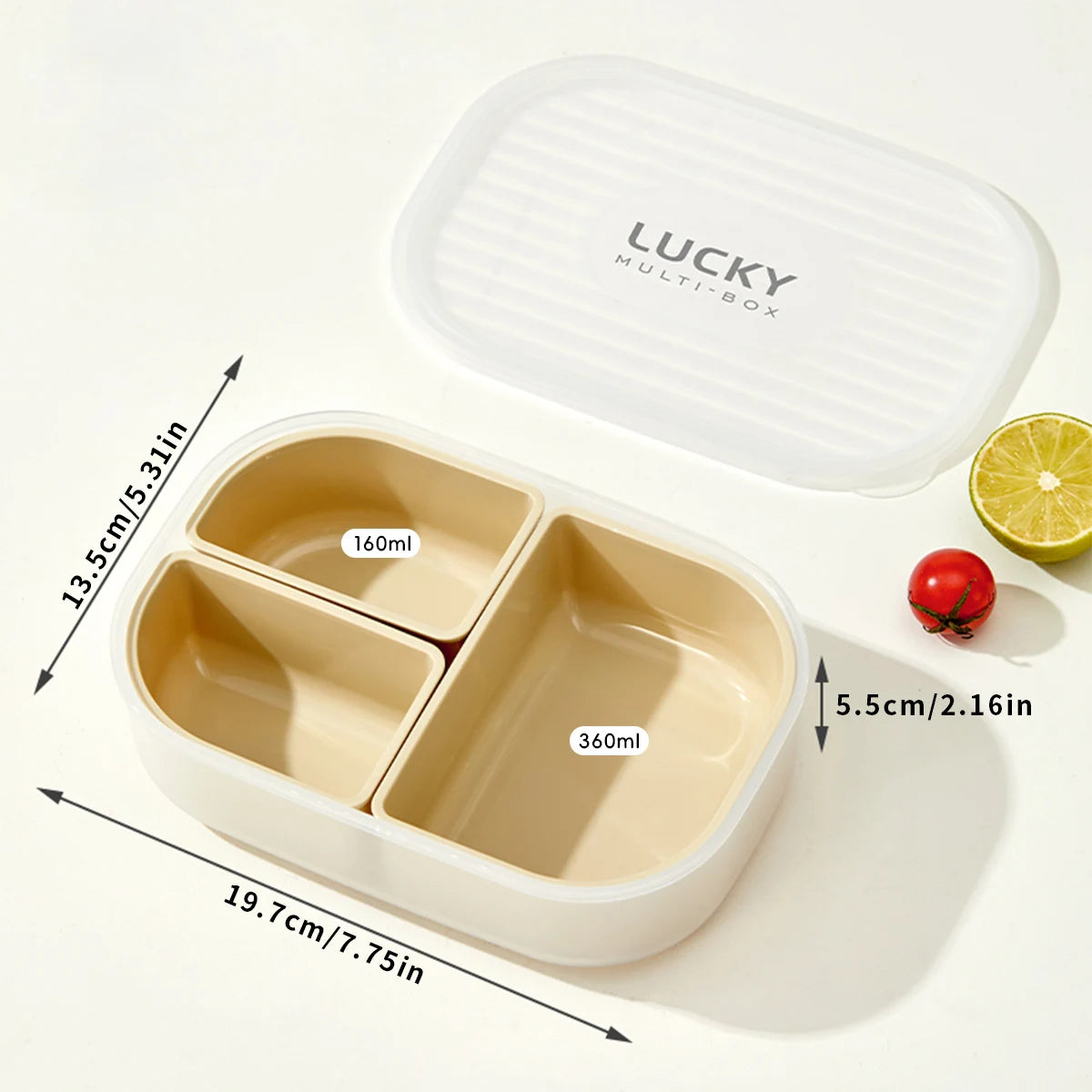Lekvrije Lunchbox met 3 Vakken voor Kinderen en Studenten - Magnetronbestendig