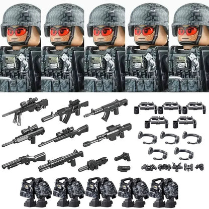 Bouwblokjes Figuren Commando Speciale Eenheid Leger met Wapens en Accessoires