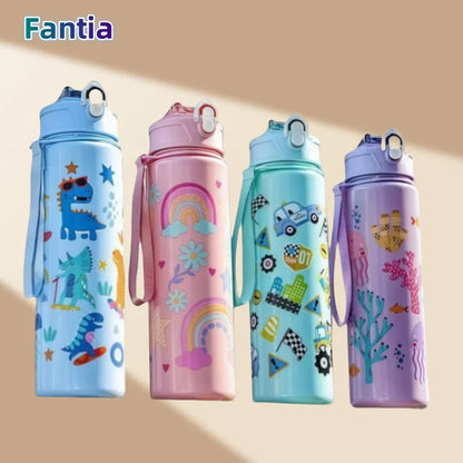 Lekvrije Dinosaurus Waterfles 750ml met Rietje voor Kinderen