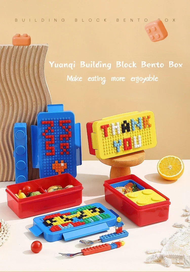 Kleurrijke Lunchbox met Bouwstenen voor Kinderen - Lekdicht en Magnetronbestendig