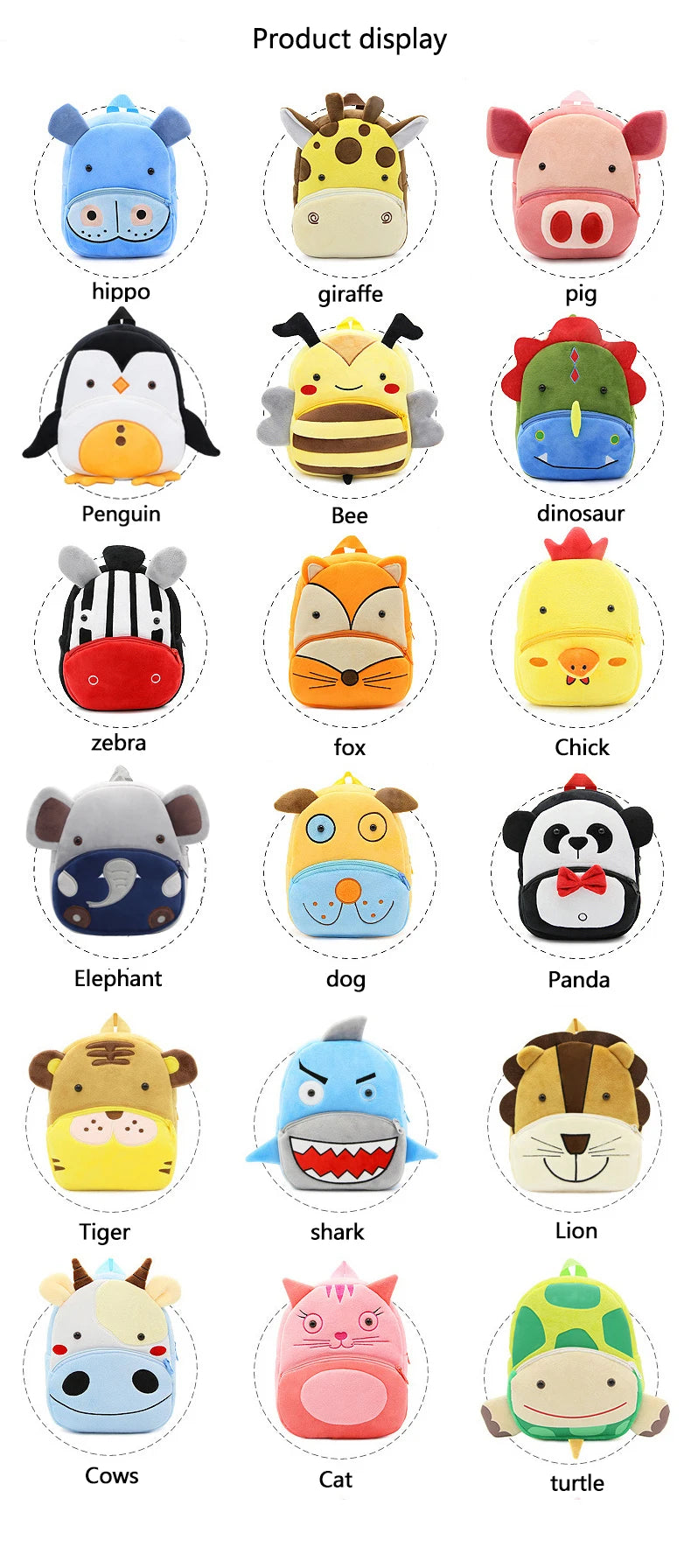 Leuke Pluchen Kinderrugzak met Dierenprint (4-6 Jaar)