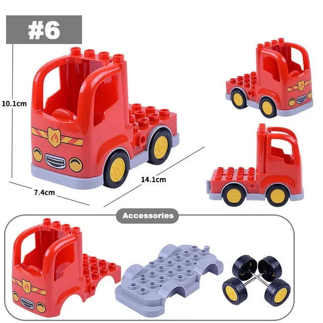 Voertuigen set voor grote bouwstenen – Compatibel met Duplo®