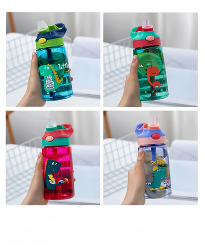 Kinder Drinkfles met Tuitbeker en Rietje – Lekvrij Dino – 480 ml