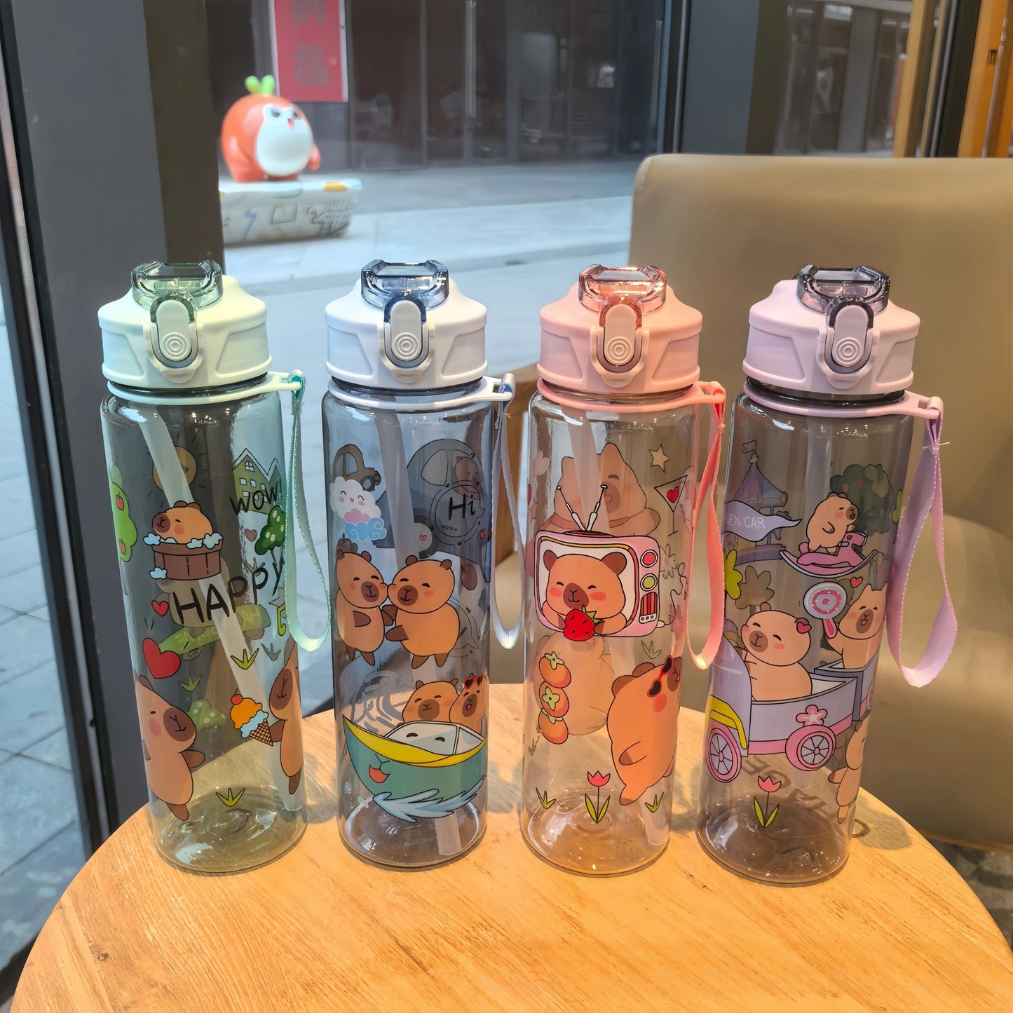 Lekvrije Kinder Waterfles met Rietje en Cartoon 800ml
