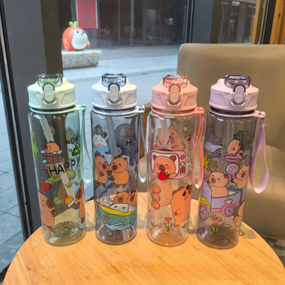 Lekvrije Kinder Waterfles met Rietje en Cartoon 800ml