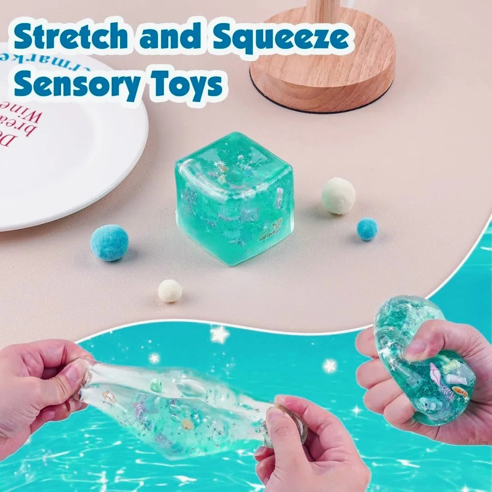 Squishy Stressbal Kubus | Ocean Sensorisch Fidget Speeltje