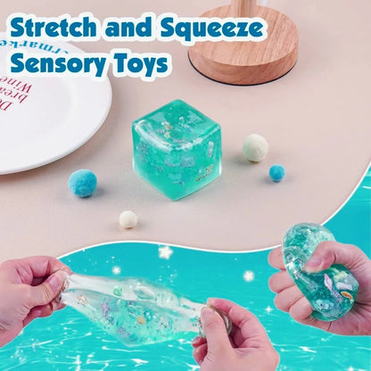 Squishy Stressbal Kubus | Ocean Sensorisch Fidget Speeltje