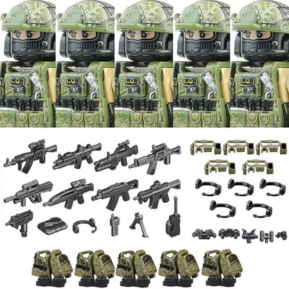 Bouwblokjes Figuren Commando Speciale Eenheid Leger met Wapens en Accessoires