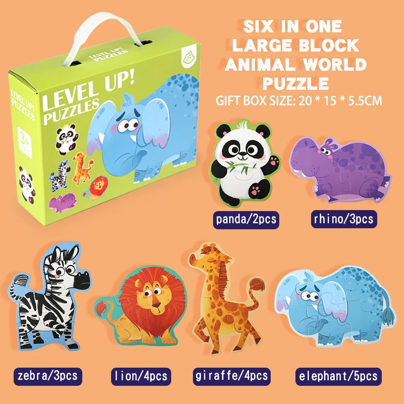 Educatieve legpuzzel set met dieren voor kinderen (verschillende moeilijkheidsgraden)