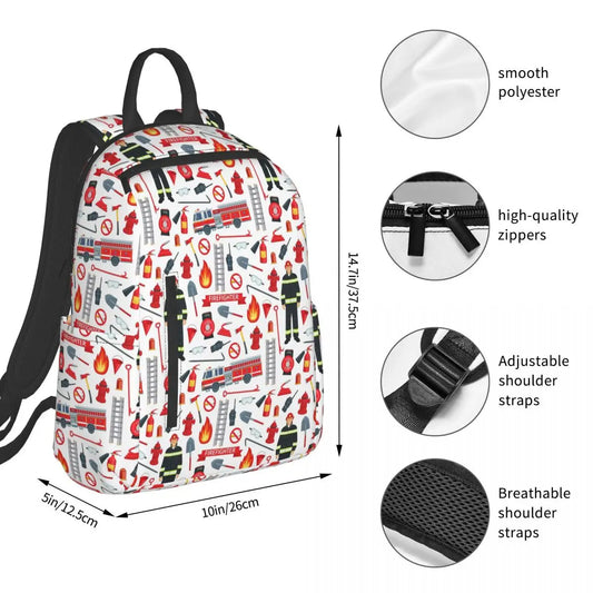 Unisex Schooltas met Brandweerwagen Patroon