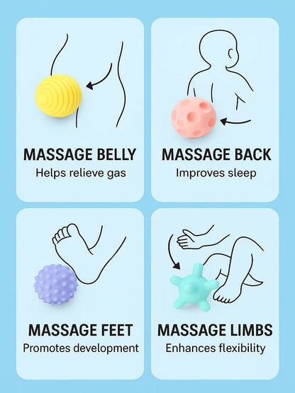 Set van 6 Baby Sensorische Ballen – Bijt- en Ontwikkelingsspeelgoed
