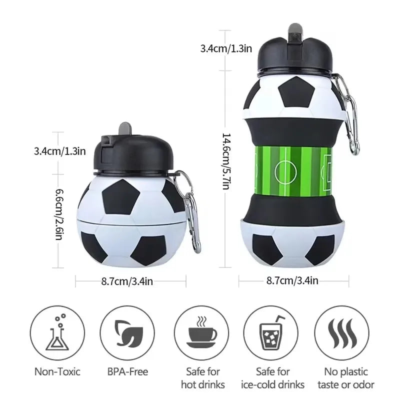 Opvouwbare Voetbal/Basketbal Siliconen Waterfles voor Kinderen