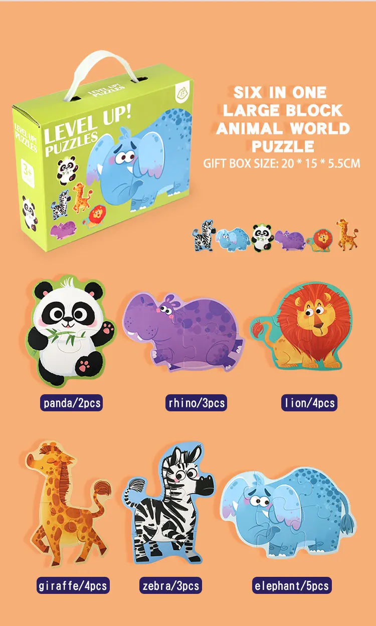 Educatieve legpuzzel set met dieren voor kinderen (verschillende moeilijkheidsgraden)