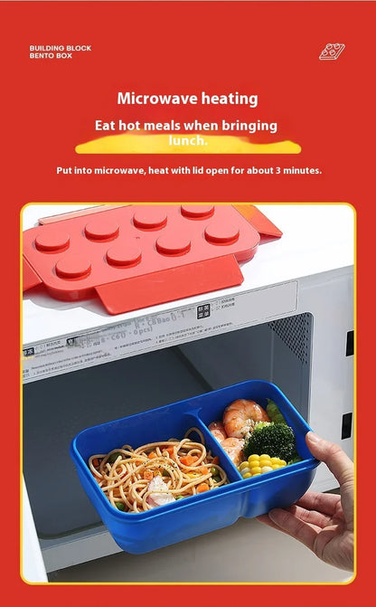 Lekvrije Broodtrommel met Bouwblokjes - Verdeeld & Magnetronbestendig