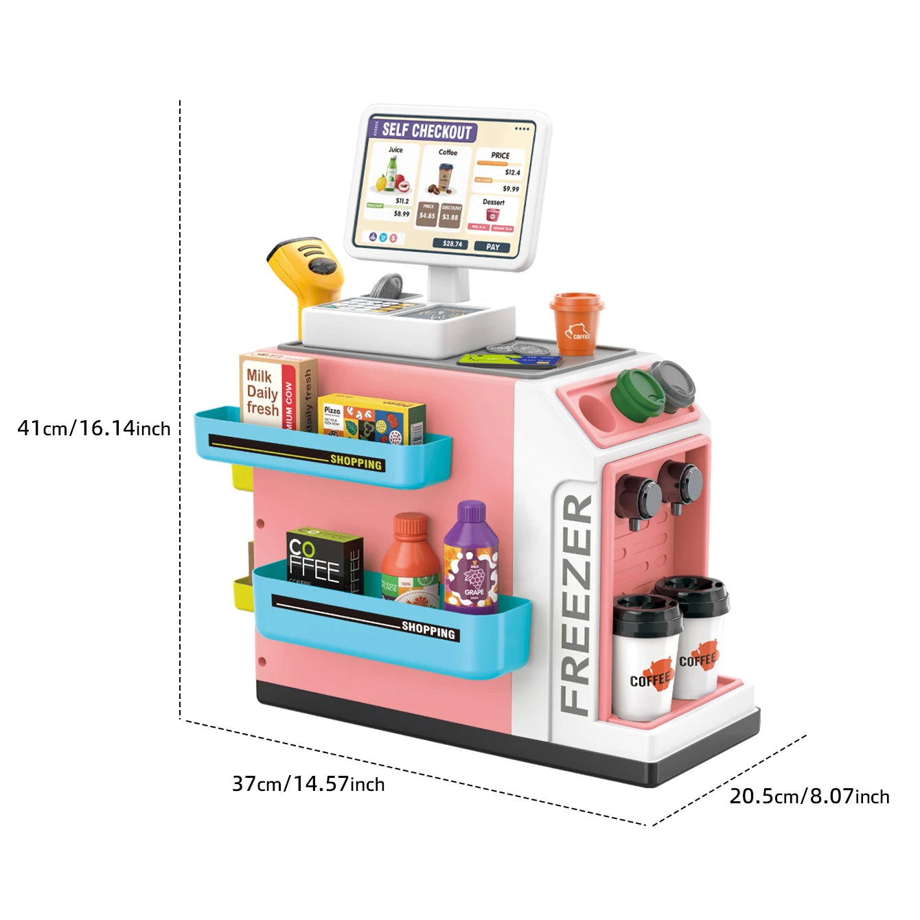 Speelgoed Supermarkt en Koffiebar Toonbank Speelset voor Kinderen