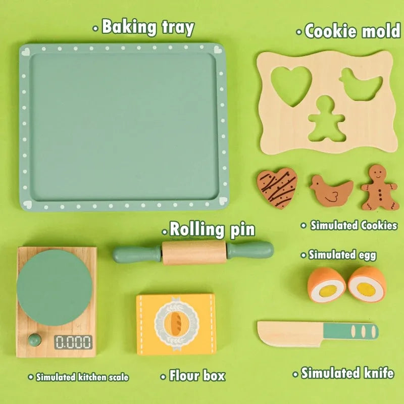Houten Speelgoed Keuken Accessoires Set - Snijvoedsel & Ontbijt