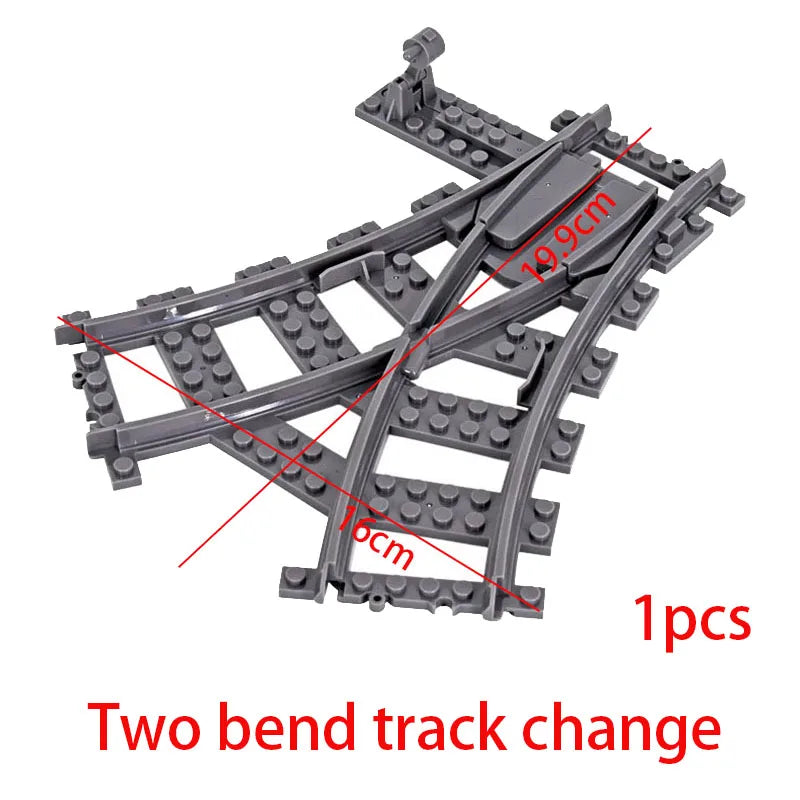 Flexibele Treinrails Set met Wissels en Bochten - Compatibel met Lego Bouwblokken