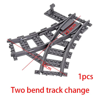 Flexibele Treinrails Set met Wissels en Bochten - Compatibel met Lego Bouwblokken