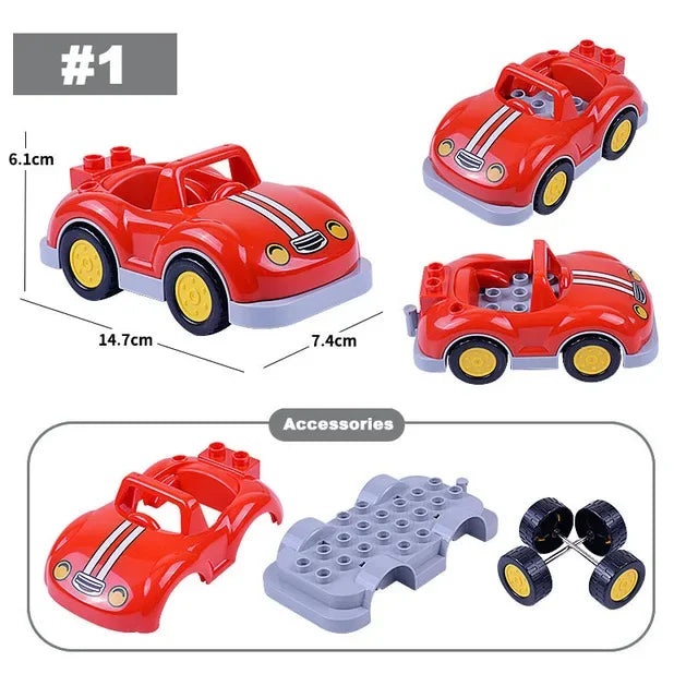 Voertuigen set voor grote bouwstenen – Compatibel met Duplo®