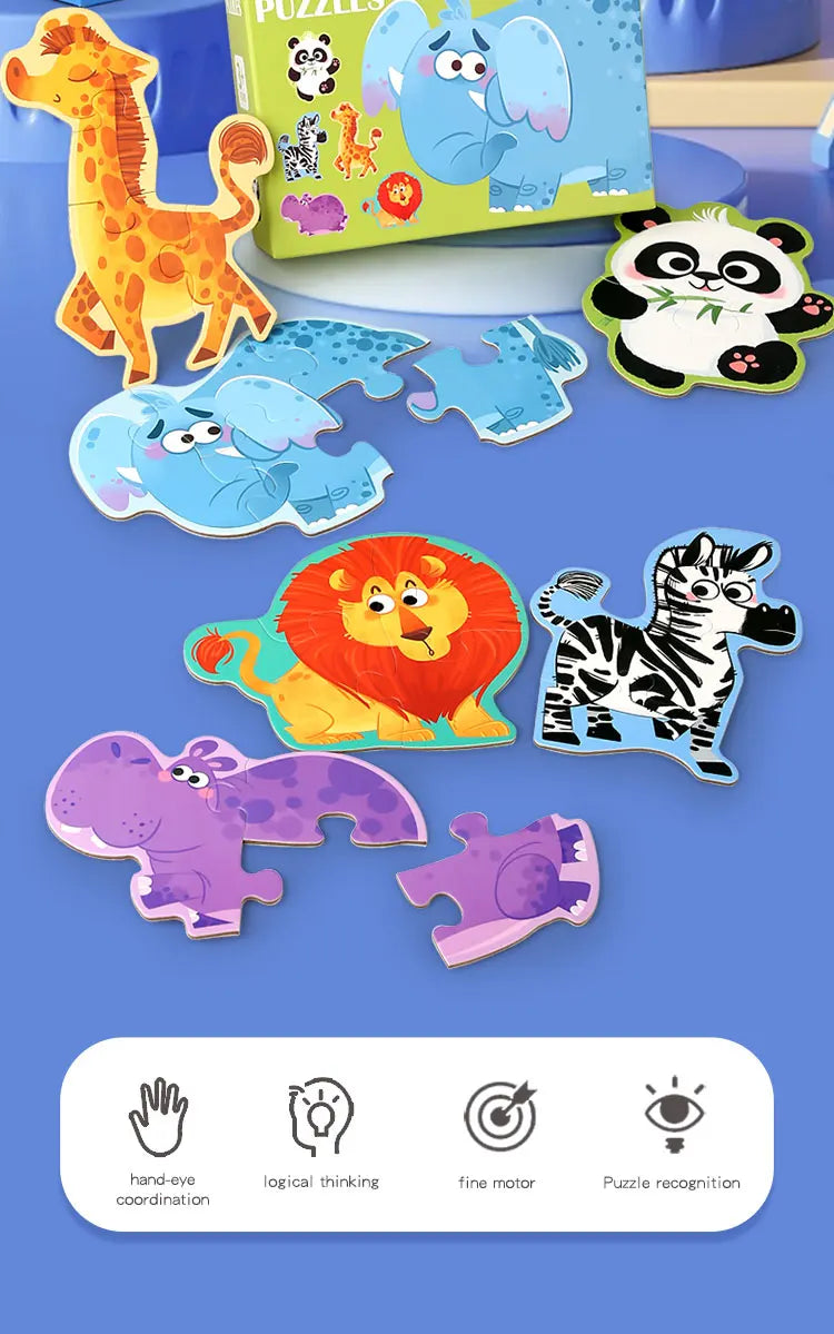 Educatieve legpuzzel set met dieren voor kinderen (verschillende moeilijkheidsgraden)