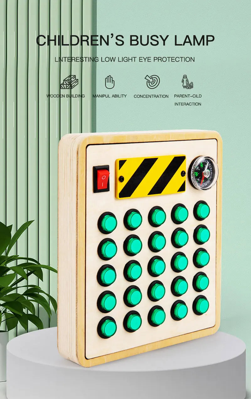 Houten Speelbord met LED Lichtschakelaars voor Kinderen 3-6 Jaar