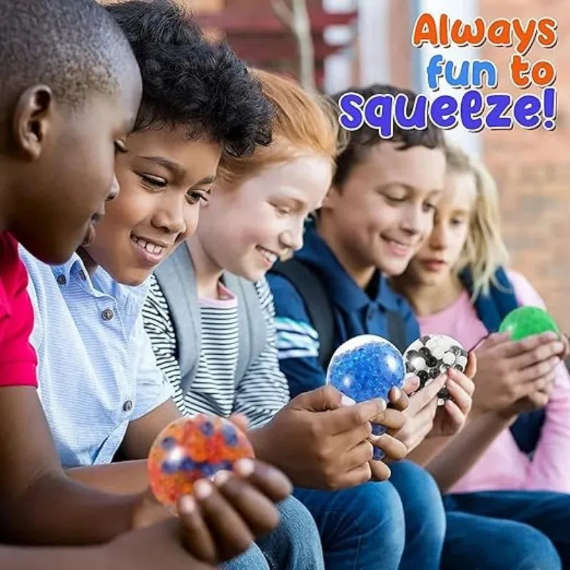 6 Mini Squishy Stressballen – Regenboog Kleuren voor Ontspanning
