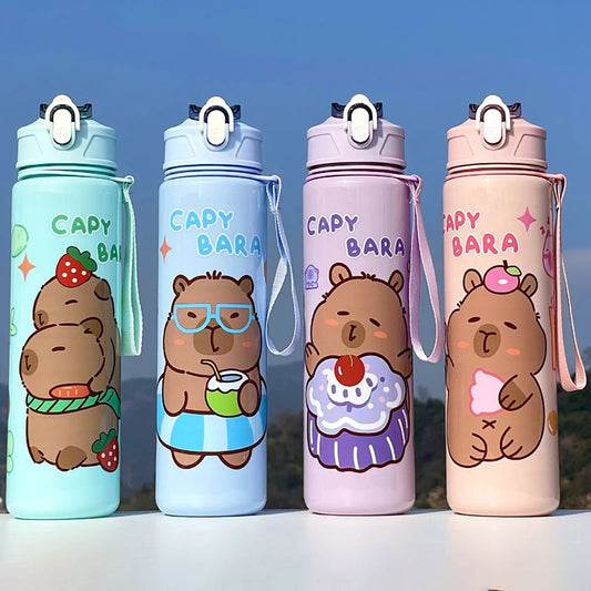 Draagbare Capybara Drinkfles met Rietje 800ml - Lekvrij voor Kinderen