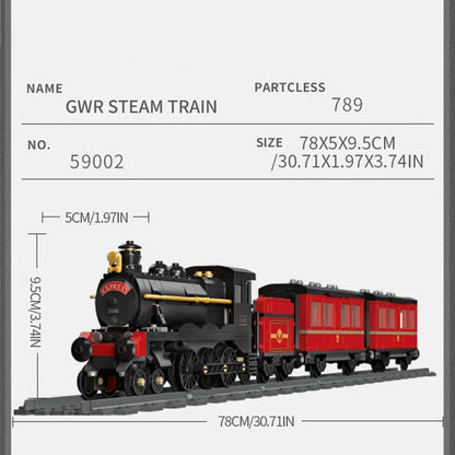 Bouwset Stoomtrein met Goederenwagon en Rails – 789 Stukjes (geen doos)