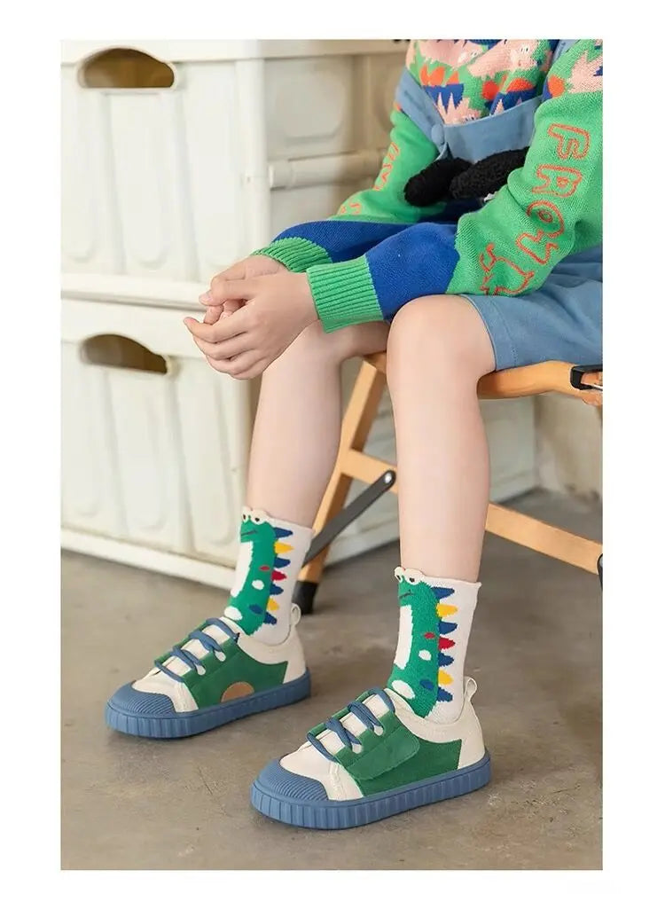 5 Paar Unisex Kindersokken met Dinosaurus-design