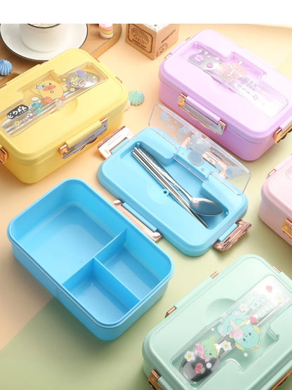 Bento Lunchbox Dinosaurus voor Kinderen - 3 Vakken & Magnetronbestendig