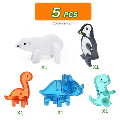 Magnetische Bouwblokken set: Dieren (dino, boerderij, pinguïn, ijsbeer)