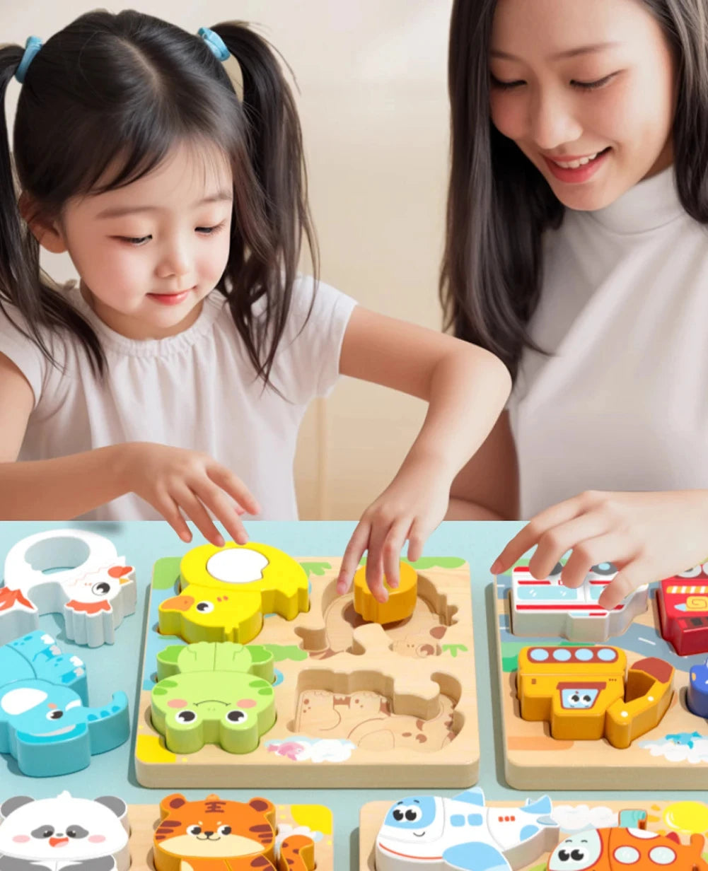 Houten 3D Puzzel voor Peuters 1-3 Jaar