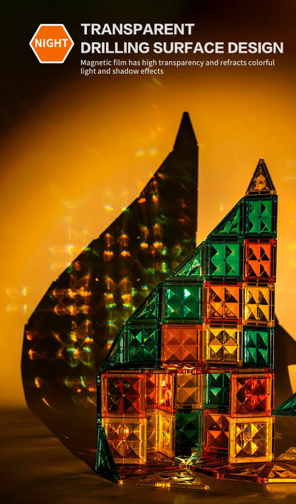 Lichtgevende magnetische bouwblokken met baan voor kinderen
