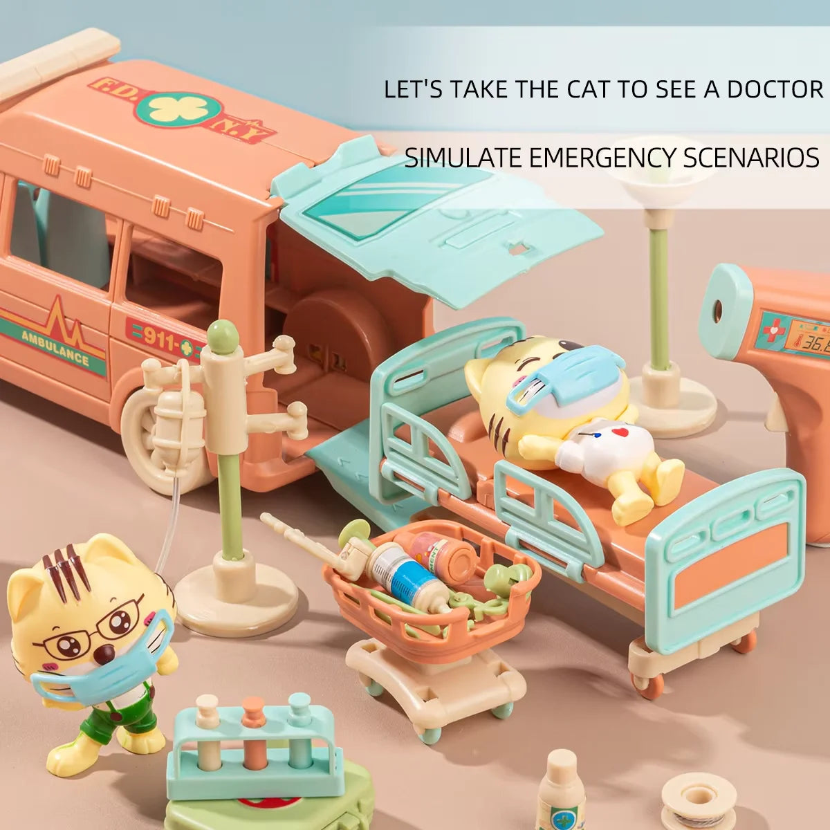 Dierenarts Speelset met Ambulance en Zorgfiguren