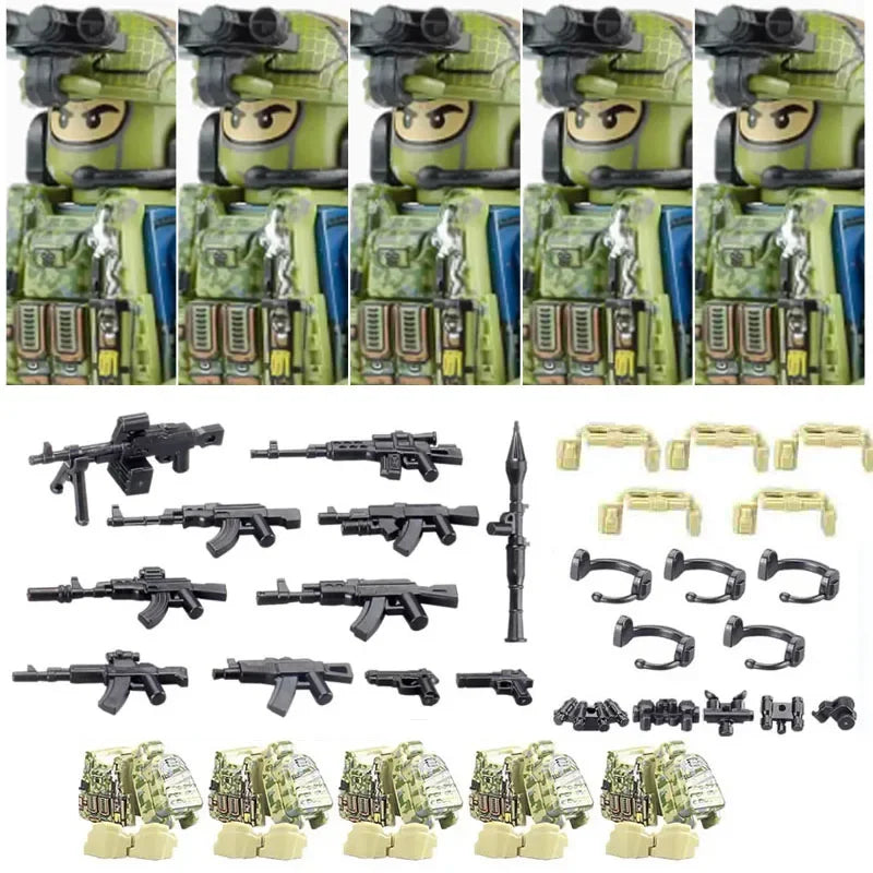 Bouwblokjes Figuren Commando Speciale Eenheid Leger met Wapens en Accessoires