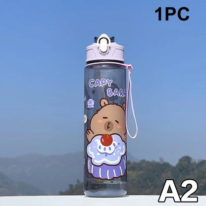 Draagbare Capybara Drinkfles met Rietje 800ml - Lekvrij voor Kinderen