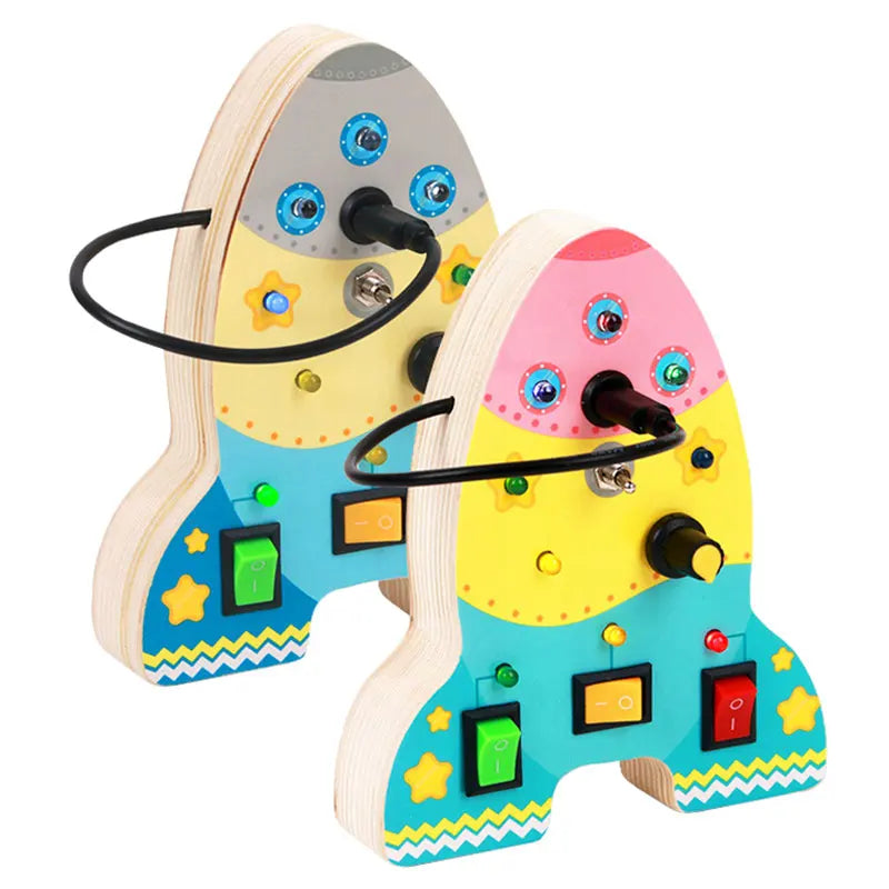 Houten Speelbord met LED Lichtschakelaars voor Kinderen 3-6 Jaar
