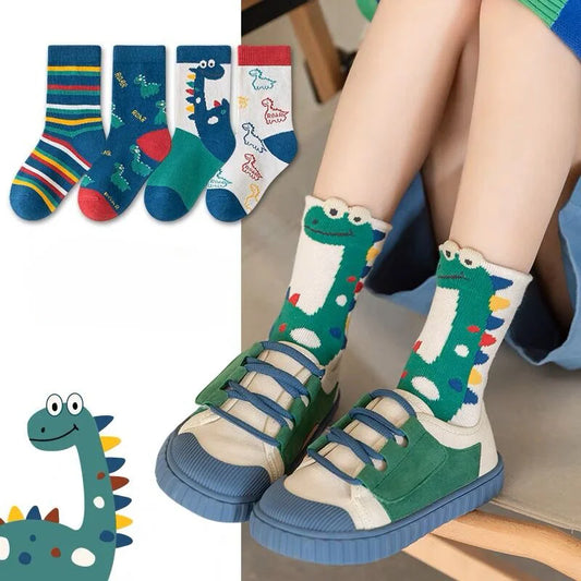 5 Paar Unisex Kindersokken met Dinosaurus-design