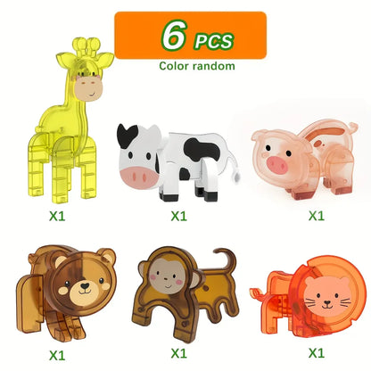 Magnetische Bouwblokken set: Dieren (dino, boerderij, pinguïn, ijsbeer)