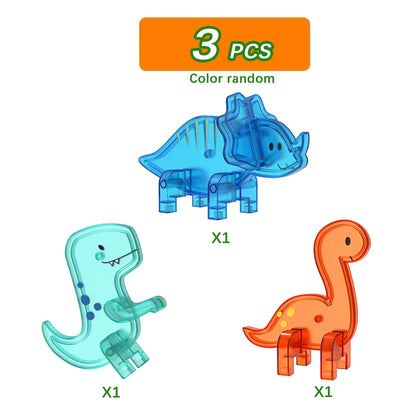 Magnetische Bouwblokken set: Dieren (dino, boerderij, pinguïn, ijsbeer)