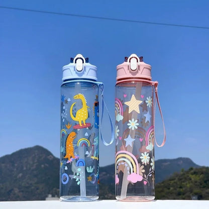 Lekvrije Dinosaurus Waterfles 750ml met Rietje voor Kinderen