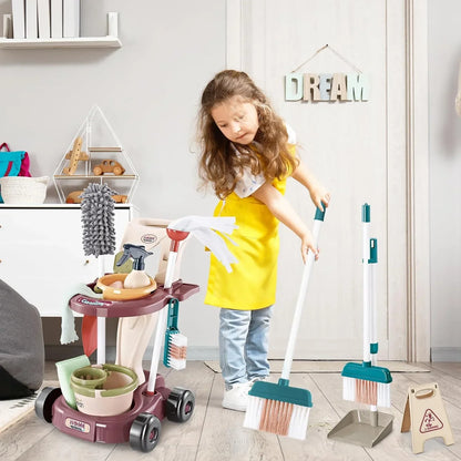 Speelgoed Schoonmaakset voor Kinderen met Stofzuiger, Bezem en Dweil