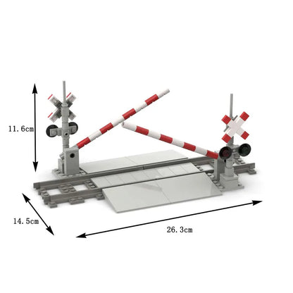 Bouwblokken voor Treinbaan: Corridor met Overweg en Verhoogde Stang