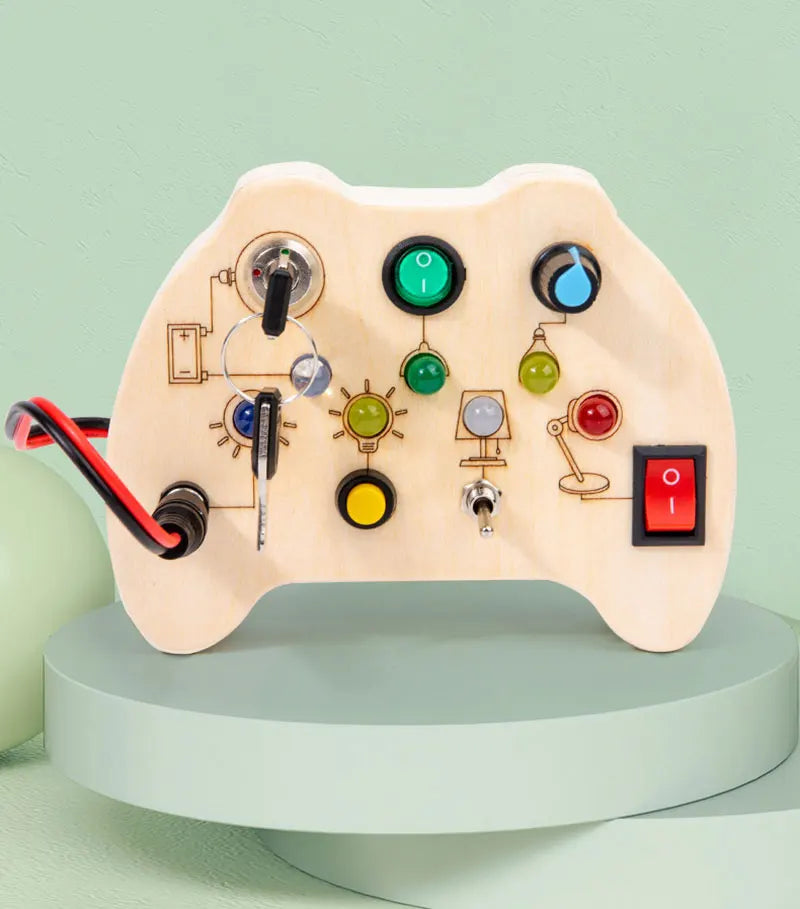 Houten Speelbord met LED Lichtschakelaars voor Kinderen 3-6 Jaar