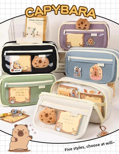 Grote Canvas Etui met Dierenprint voor Kinderen