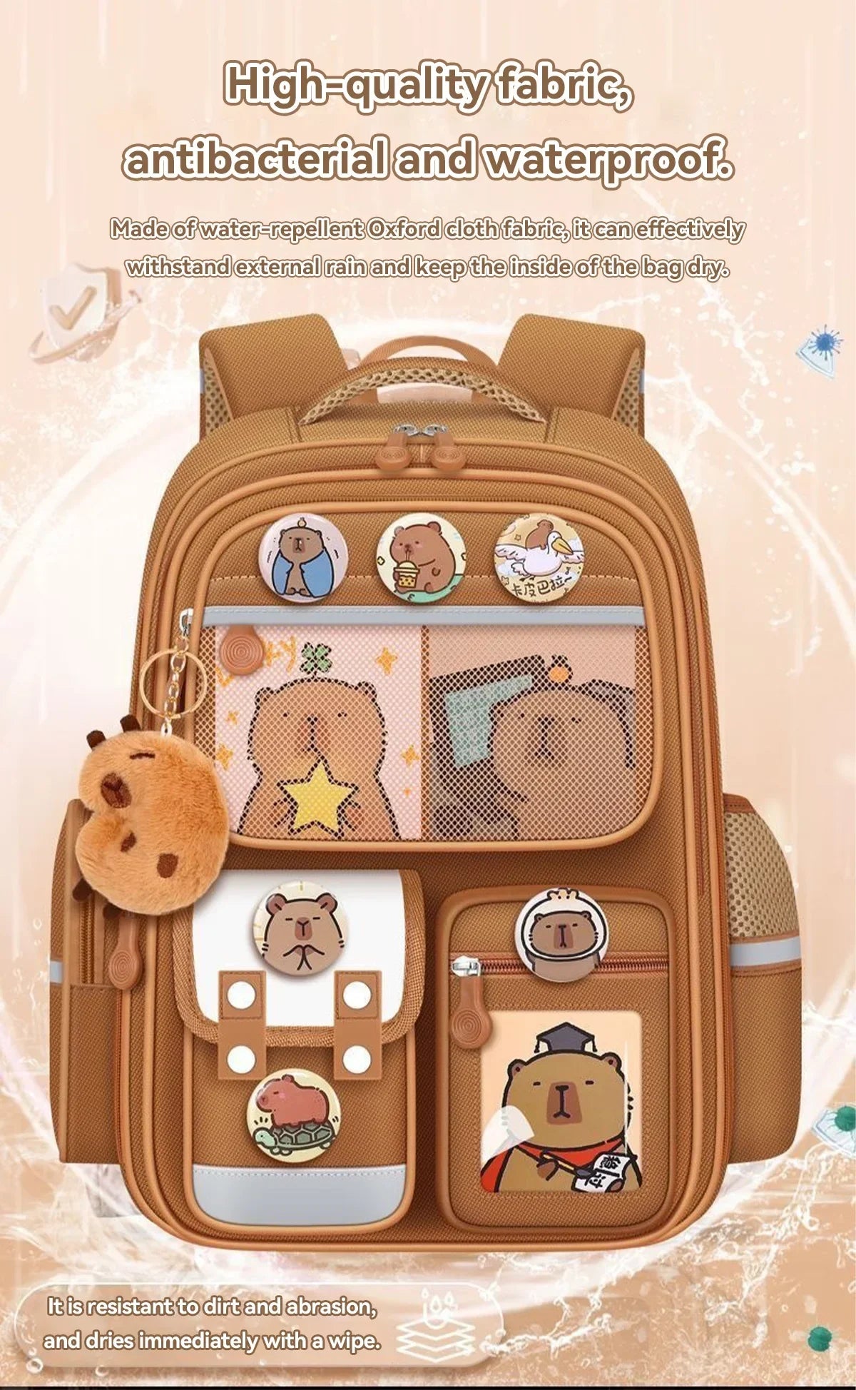 Capybara Schoolrugzak - Waterdicht met Ergonomische Schouderbanden