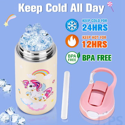 RVS Thermosfles voor Kinderen met Rietje 400ml – Lekvrij